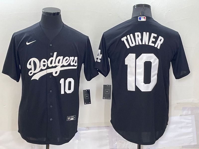 Men Los Angeles Dodgers #10 Turner Black Inversion Nike 2022 MLB Jersey->los angeles dodgers->MLB Jersey